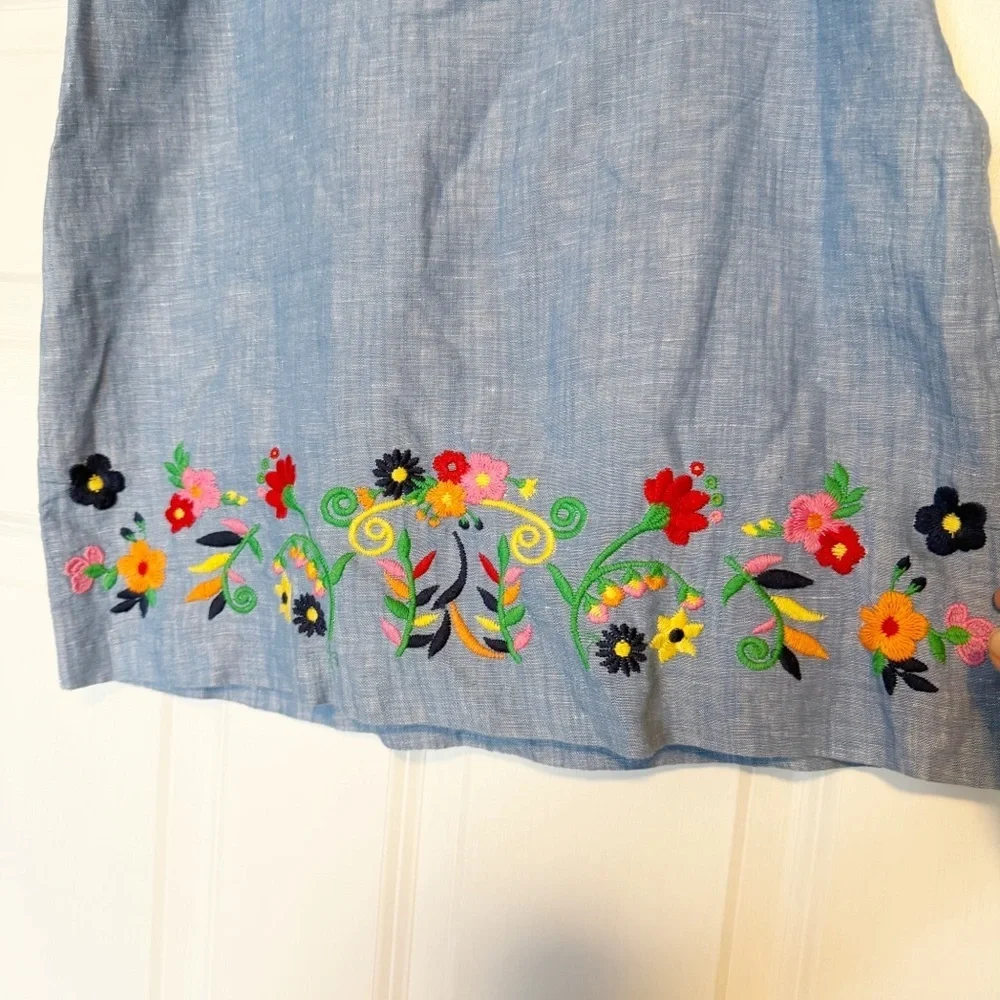 Talbots Embroidered Linen A-line Skirt